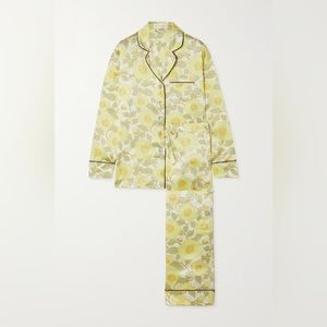NWT Olivia von Halle Lila Silk Floral-Print Pajama Set